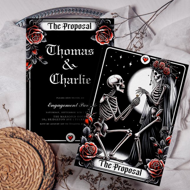 The Proposal Tarot Gothic Floral Engagement Party Invitation (Creator Uploaded)