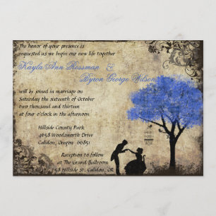The Proposal Vintage Wedding Invitation Dark Blue