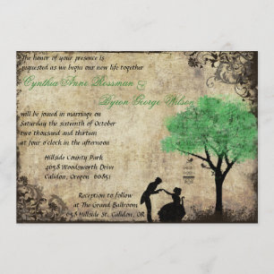 The Proposal Vintage Wedding Invitation Green