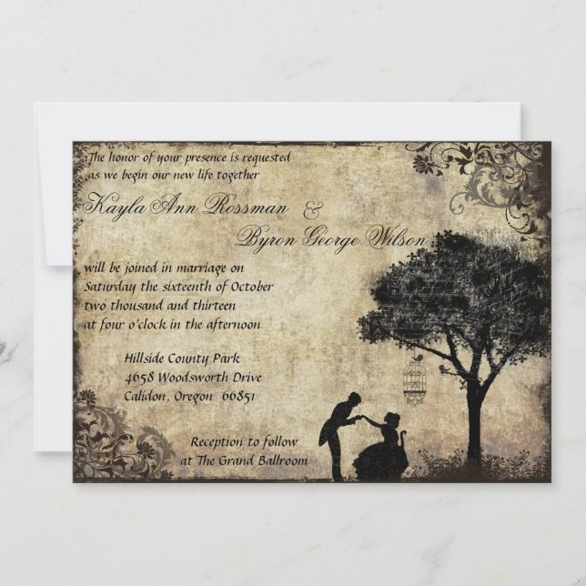 The Proposal Vintage Wedding Invitation in Black (Front)