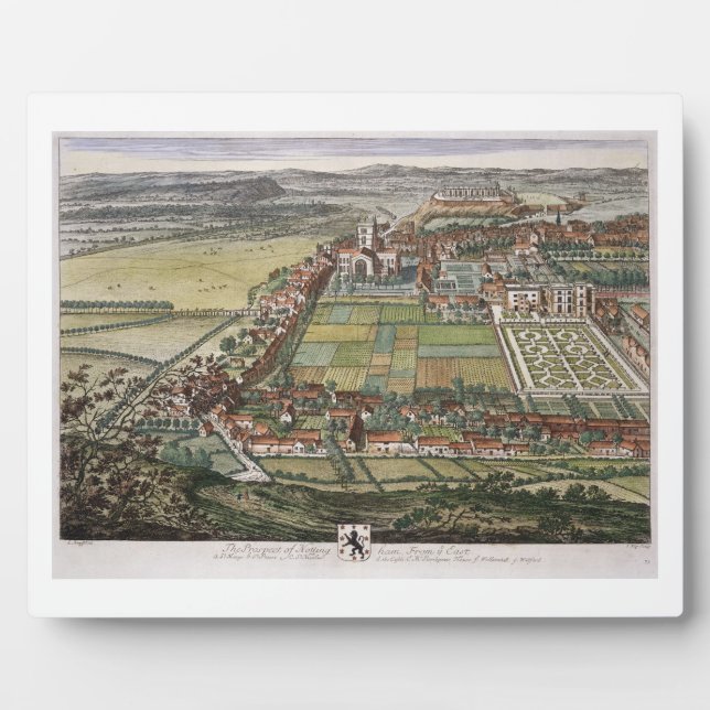 The prospect of Nottingham from the East engraved Plaque (Front)