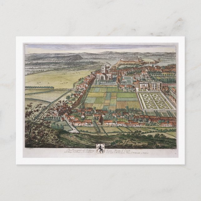 The prospect of Nottingham from the East engraved Postcard (Front)