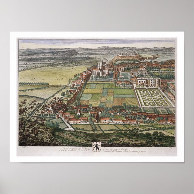 The prospect of Nottingham from the East engraved Poster (Front)