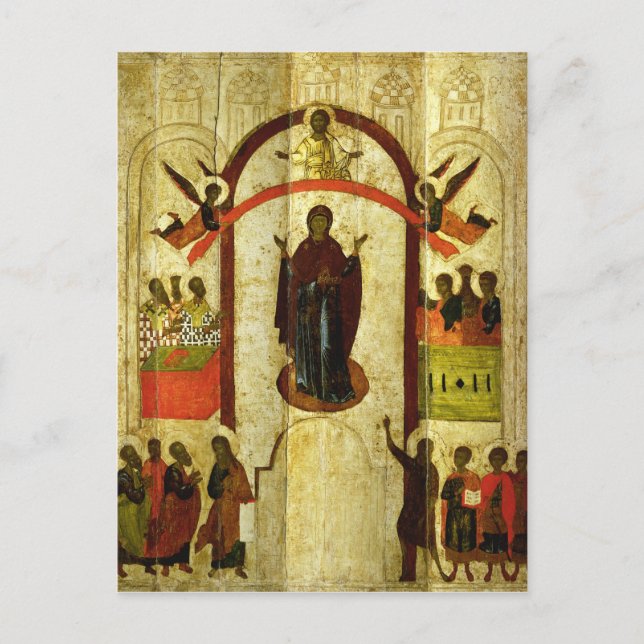 The Protection of the Theotokos  Russian icon Postcard (Front)