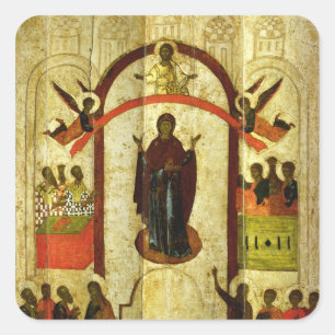The Protection of the Theotokos  Russian icon Square Sticker