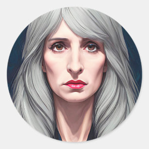 The Protector Elder Witch Fantasy art Painting Classic Round Sticker