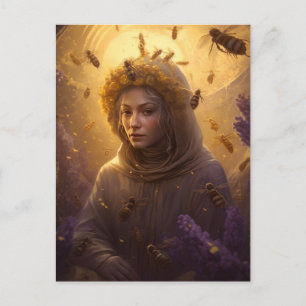 The Protector of the Honey Bee Blonde Woman Postcard