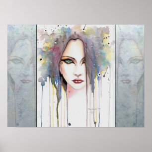 The Psychic Fantasy Woman Portrait Watercolor Art Poster
