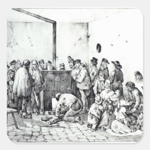 The Public Warming Room in Paris, 1840 Square Sticker
