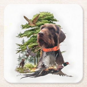 The Pudelpointer Square Paper Coaster