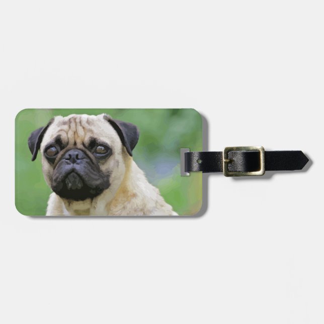 The Pug Dog Luggage Tag (Front Horizontal)