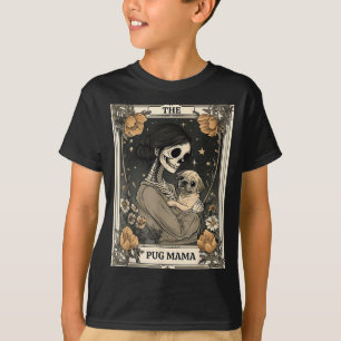 The Pug Mama Skeleton Tarot Card Vintage Puppy Dog T-Shirt