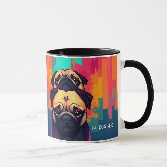 "The Pug Mug" - Tan Pug Dog Coffee Mug (Right)