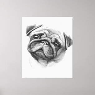 The Pug Portrait Cute Pug Dog Face Canvas Print