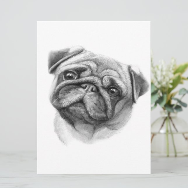 The Pug Portrait | Cute Pug Dog Face Menu (Standing Front)