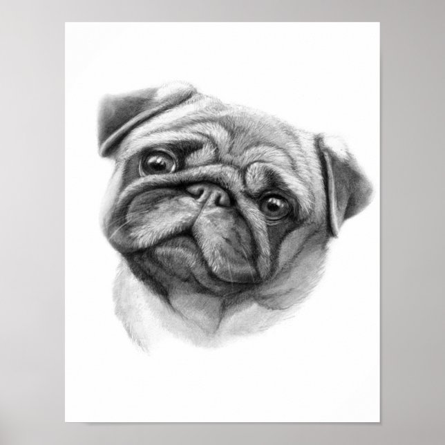 The Pug Portrait | Cute Pug Dog Face Poster (Front)