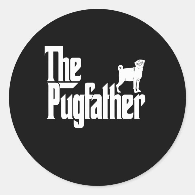 The Pugfather Cute Dog Classic Round Sticker (Front)
