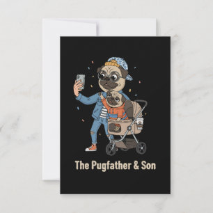  The Pugfather & Son   Funny Pug Dad & Puppy Selfi Thank You Card