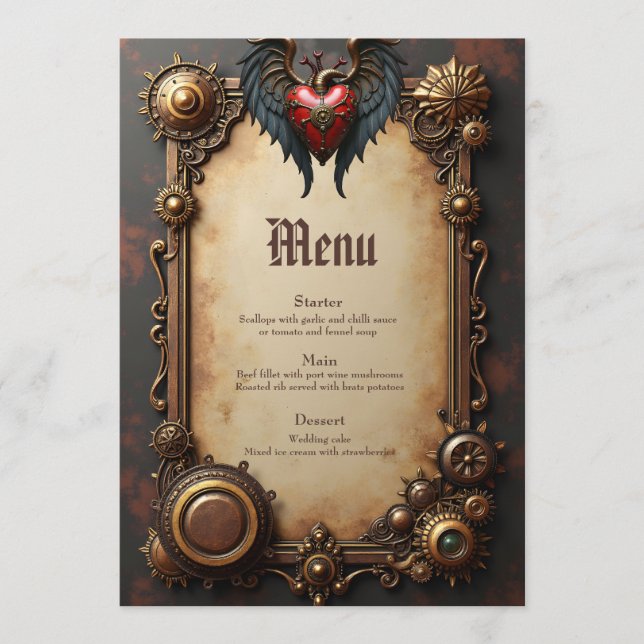 The pulsating heart of mechanics, menu (Front)