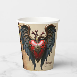 The pulsating heart of mechanics, paper cups