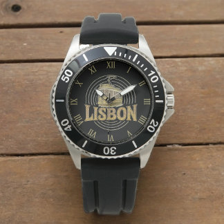 The Pulse of Lisbon Stainless Steel Black Rubber Watch