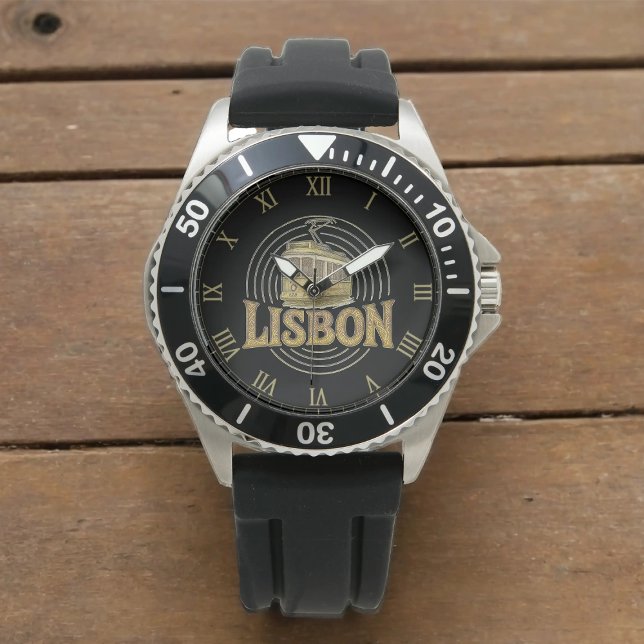 The Pulse of Lisbon Stainless Steel Black Rubber Watch (Creator Uploaded)