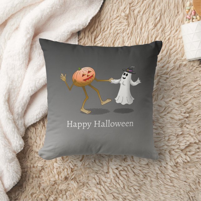 The Pumpkin and the Ghost Dance Together Cushion (Blanket)