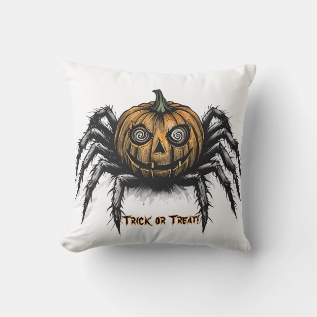 The Pumpkin-Headed Crawler-White with text Cushion (Front)