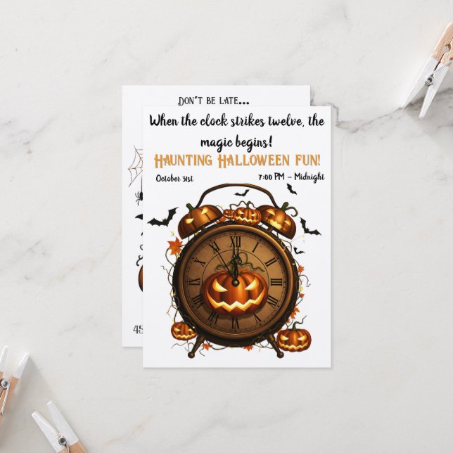 The Pumpkin Hour Halloween Party Invitation (Front/Back In Situ)