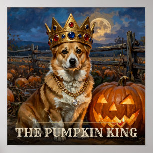 The Pumpkin King Corgi Vintage Western Halloween Poster
