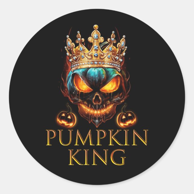 The Pumpkin King Crown Halloween Jack O Lantern Sc Classic Round Sticker (Front)