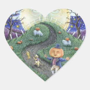 THE PUMPKIN MAN, FOLK ART HALLOWEEN STICKERS Heart