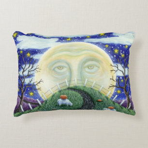 THE PUMPKIN MAN MEETING MAN IN THE MOON, HALLOWEEN DECORATIVE CUSHION