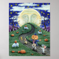 THE PUMPKIN MAN MEETING MAN IN THE MOON, HALLOWEEN