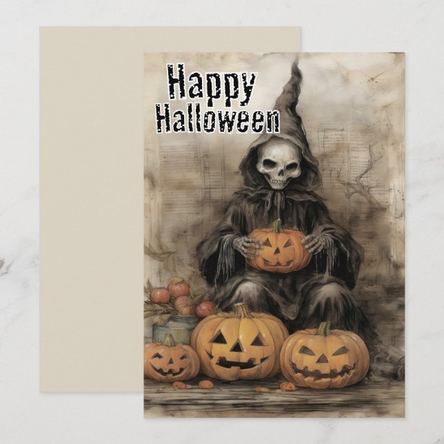 The Pumpkin Spell — Rustic Witchcraft  Holiday Card (Front/Back)