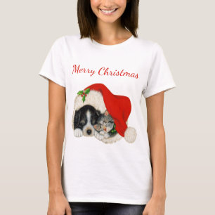 The Puppy and Kitten Merry Christmas Shirt