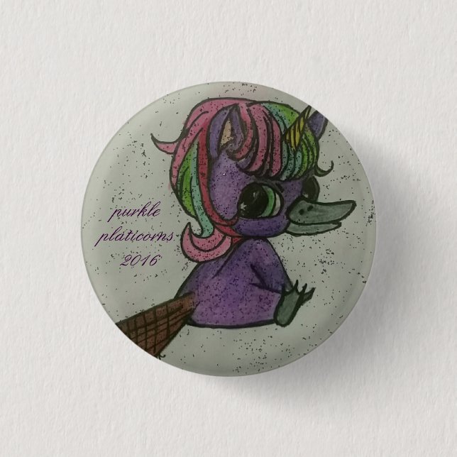 the purkle platicorns team mascot button (Front)