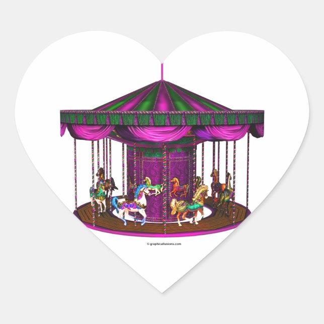 The Purple Carousel Heart-Shaped Stickers (Front)
