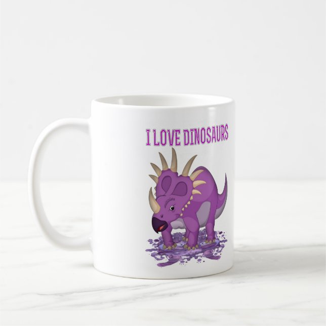 The Purple Dinosaur, fun dinosaur..  Coffee Mug (Left)