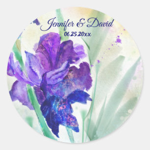 The Purple Iris Wedding Favour Sticker