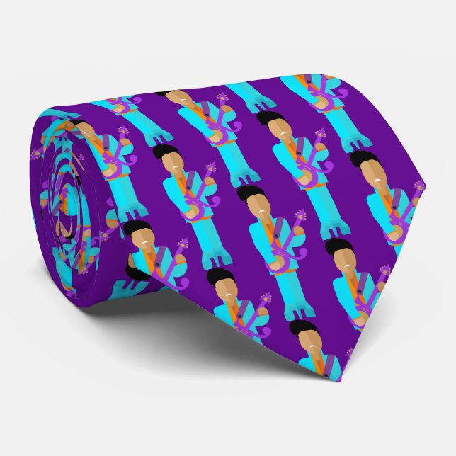 The Purple Pixie – Funk Legend Pattern Tie (Rolled)