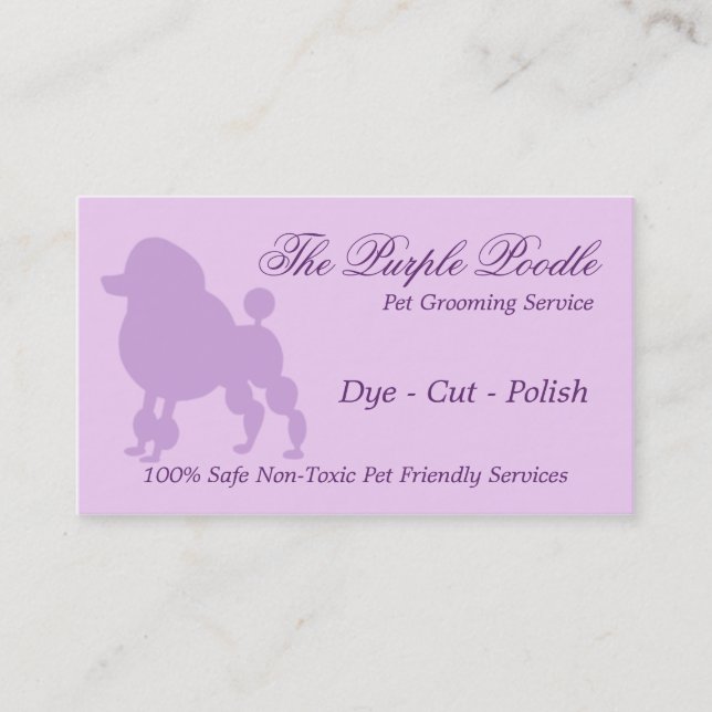 The Purple Poodle Pet Grooming Business Card (Front)