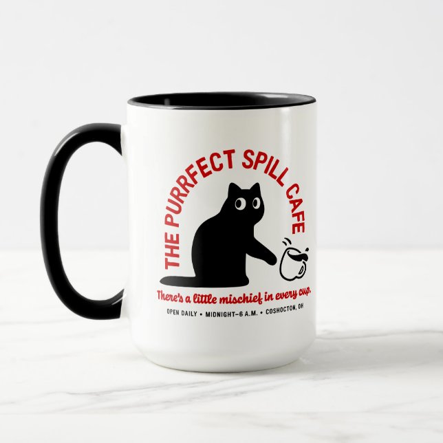 The Purrfect Spill Cafe 15 oz. Combo Mug (Left)