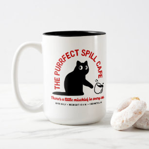 The Purrfect Spill Cafe 15 oz. Two-Tone Coffee Mug