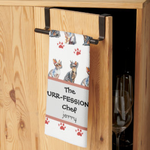 "The Purrfessional Chef" Cat Lover Custom Tea Towel