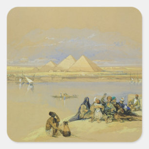 The Pyramids at Giza, near Cairo (w/c) Square Sticker