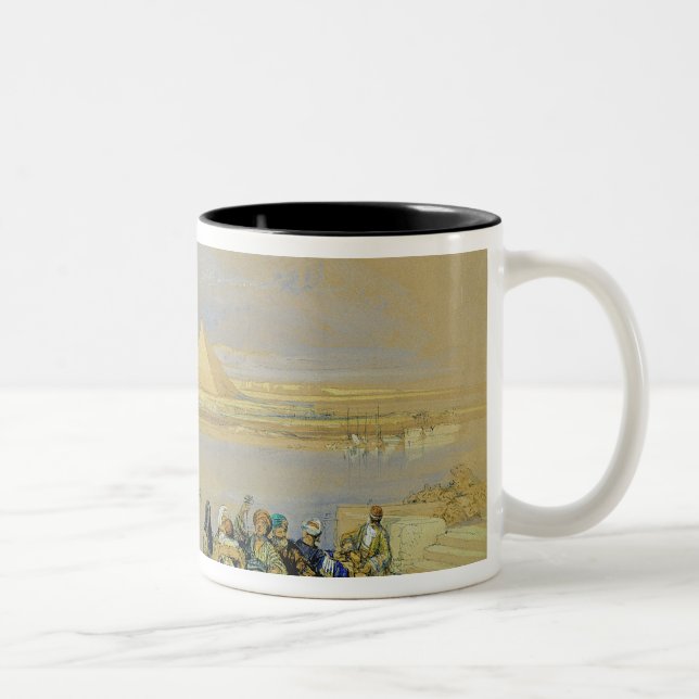 The Pyramids at Giza, near Cairo (w/c) Two-Tone Coffee Mug (Right)
