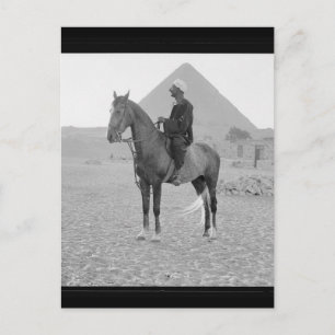 The Pyramids of Giza with Horseman circa 1934 Postcard