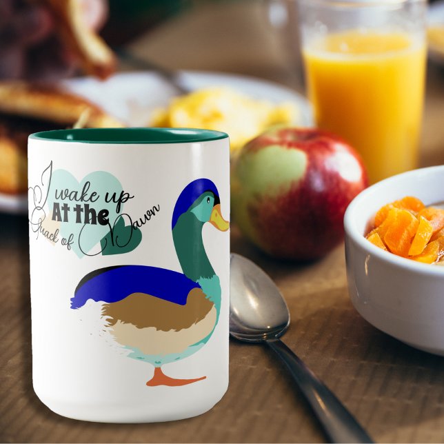 The quack of dawn: beautiful Mallard duck Two-Tone Coffee Mug (Creator Uploaded)
