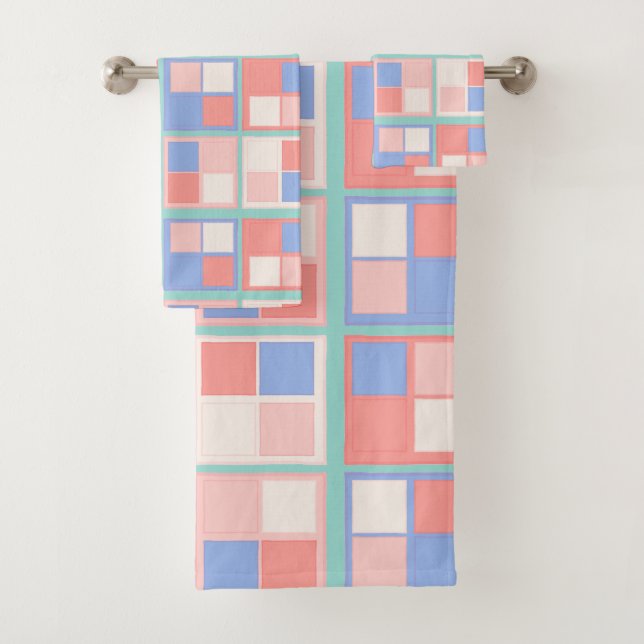 The Quad Color Squares Bath Towel Set (Insitu)